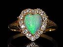 Antique 18ct Gold Opal & Diamond Heart Ring
