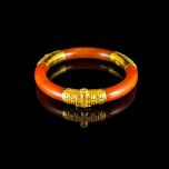Vintage 24KT Gold Brown Jade Bangle