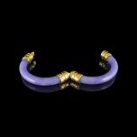 Vintage 18ct Gold Lavender Jade Bangle Open