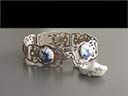 Vintage Dutch Silver Metal & Delft Bracelet