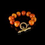 Vintage 18KT Gold Apple Sponge Coral Bead Bracelet