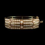 Antique 18ct Gold Pearl & Rose Quartz Bracelet