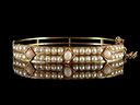 Antique 18ct Gold Pearl & Rose Quartz Bracelet