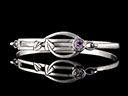 Vintage Silver & Amethyst Hinged Bracelet 