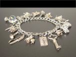 Vintage Double link Silver Charm Bracelet
