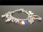 Vintage Silver Double Link World Charm Bracelet