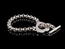 Vintage Solid Silver Heart & T-Bar Bracelet
