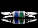 Vintage Silver Lapis Lazuli & Malachite Bracelet