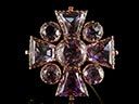 Large Antique 9ct Gold & Amethyst Maltese Cross Brooch