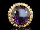 Antique 9ct Gold Amethyst & Pearl Circular Brooch