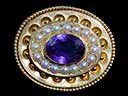 Antique 9ct Gold Amethyst & Pearl Brooch 