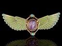 Antique 15ct Gold & Amethyst Plique A Jour Scarab Brooch