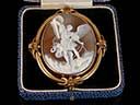 Large Antique Boxed 15ct Gold St Michael Cameo Brooch