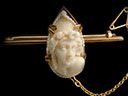 Victorian 9ct Gold & Ivory Cameo Bar Brooch