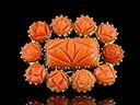 Antique 15ct Gold Carved Red Coral Brooch
