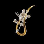 Vintage 18ct Gold Diamond Emerald & Ruby Mouse Brooch Back