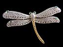 Vintage 18ct Diamond & Emerald Dragonfly Brooch