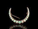 Antique 9ct Gold Opal Crescent Brooch