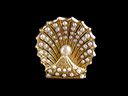 Vintage 18ct Gold & Pearl Oyster Brooch