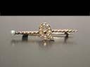 Victorian 9ct Gold & Seed Pearl 'Q' Bar Brooch