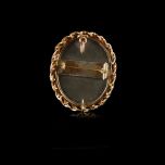 Large Antique Dutch 14ct Gold Pietra Dura Brooch/Pendant Back