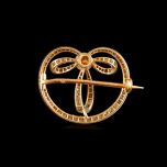 Vintage French 18ct Gold & Platinum Diamond & Pearl Art Deco Bow Brooch Back