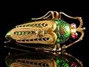 Antique 14ct Gold & Ruby Scarab Beetle Brooch
