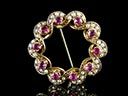 Antique 9ct Gold Ruby & Pearl Circular Brooch
