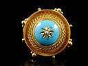 Antique 15ct Turquoise & Pearl Target Brooch