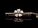 Antique 9ct Gold Opal & Seed Pearl Clover Brooch