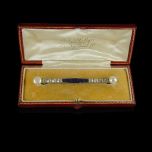 Vintage Platinum Sapphire Diamond & Pearl Art Deco Brooch Boxed