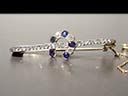 Antique 18ct Sapphire & Diamond Horse Shoe Bar Brooch