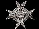 Antique Silver Filigree Maltese Cross Brooch