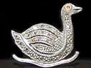 Vintage Ruby & Marcasite Silver Duck Brooch