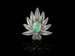 Vintage Chinese Silver & Jade Filigree Leaf Brooch
