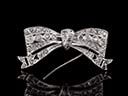 Vintage Silver & Rhinestone Art Deco Bow Brooch