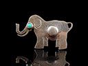 Vintage Silver & Turquoise Elephant Brooch 