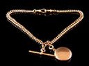 Antique 9ct Rose Gold T-Bar Albert Chain & Locket