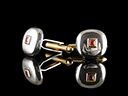 Vintage 9ct Yellow White Gold & Ruby Art Deco Cufflinks
