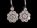 Antique 18ct W/Gold Diamond Daisy Cluster Earrings
