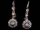 Victorian 9ct Gold Diamond Circular Drop Earrings