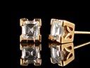 Vintage 18ct Gold .60ct Princess Diamond Stud Earrings