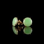 Antique 9ct Gold & Jade Cabochon Earrings