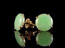 Antique 9ct Gold & Jade Cabochon Earrings