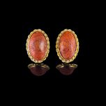 Vintage 18KT Gold Chunky Natural Unpolished Red Coral Earrings