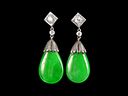 Vintage Asprey's 18ct Gold & Platinum Jade & Diamond Art Deco Earrings