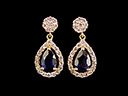 Vintage 18ct Gold Sapphire & Diamond Halo Drop Earrings