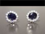 Vintage 18ct White Gold Sapphire & Diamond Cluster Earrings