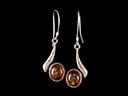 Vintage Signed Silver & Amber Earrings