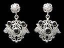 Antique Art Nouveau Silver and Onyx Earring